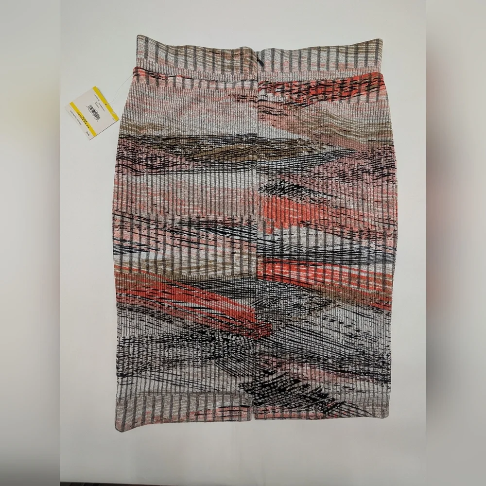 NWT Kasper Abstract Multi-Lined Print Pencil Skirt Sz L Back Zip - Picture 4 of 17